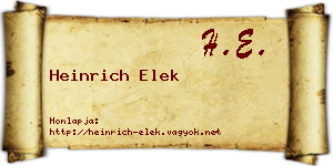 Heinrich Elek névjegykártya